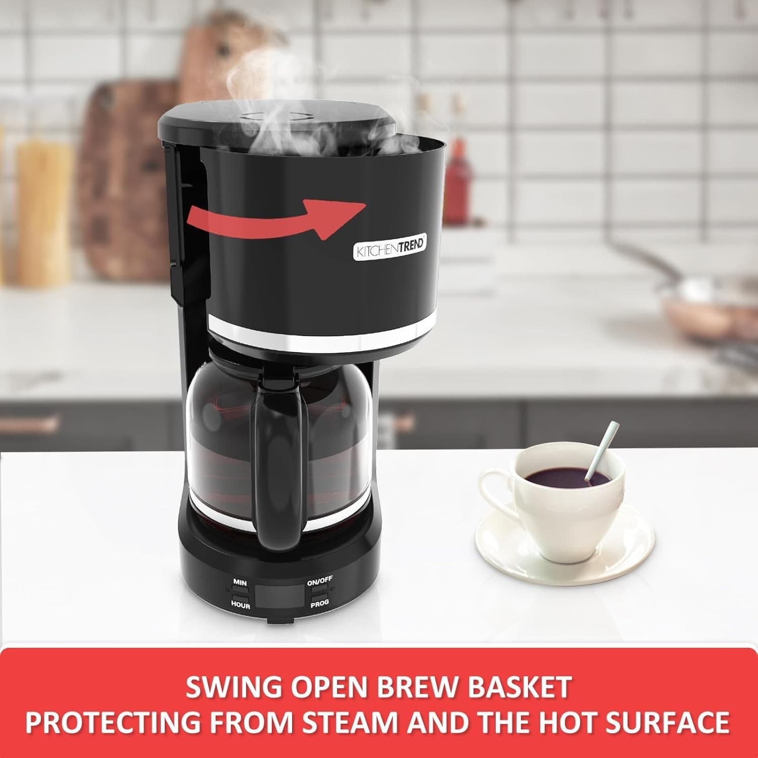 10-Cup Programmable Coffee Maker with Permanent Filter, Removable Water - Thumbnail 5