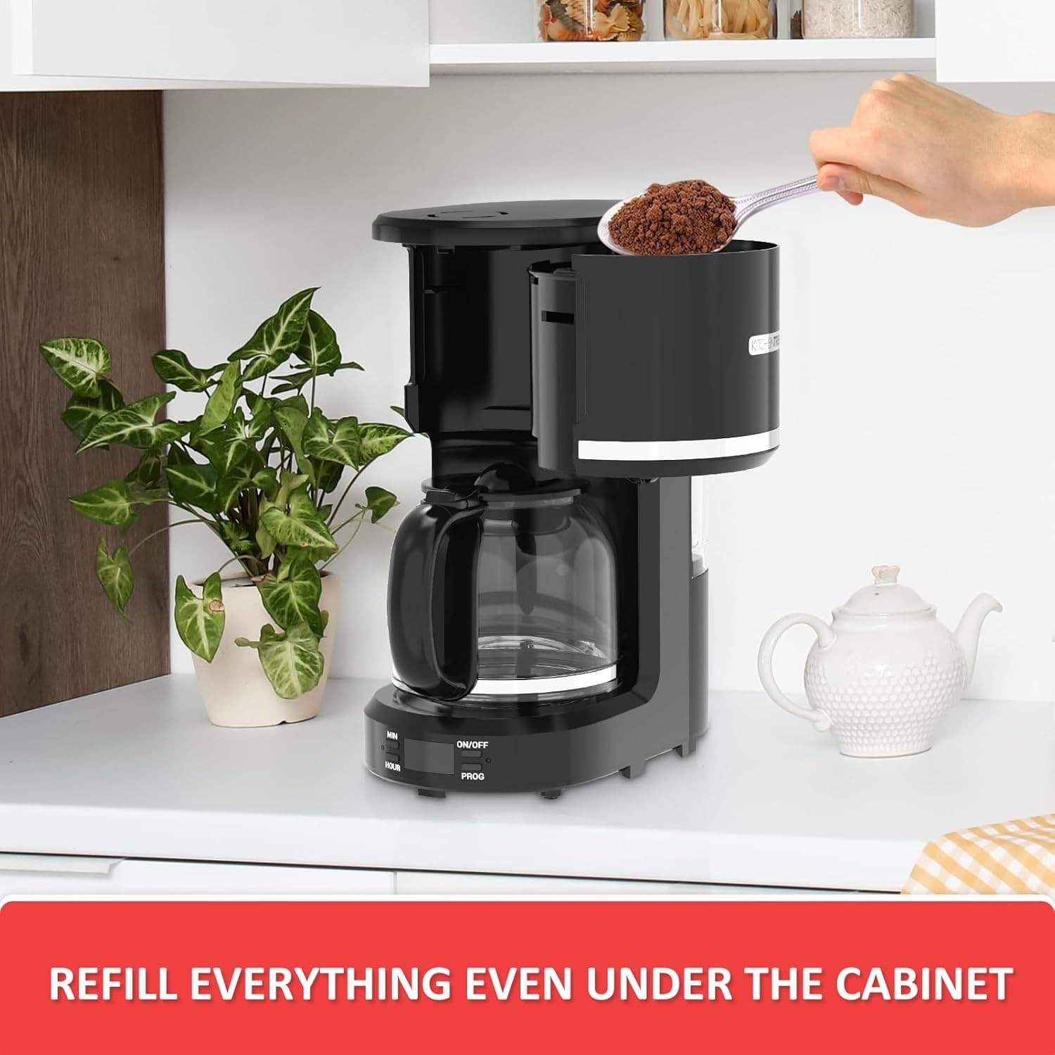 10-Cup Programmable Coffee Maker with Permanent Filter, Removable Water - Thumbnail 2