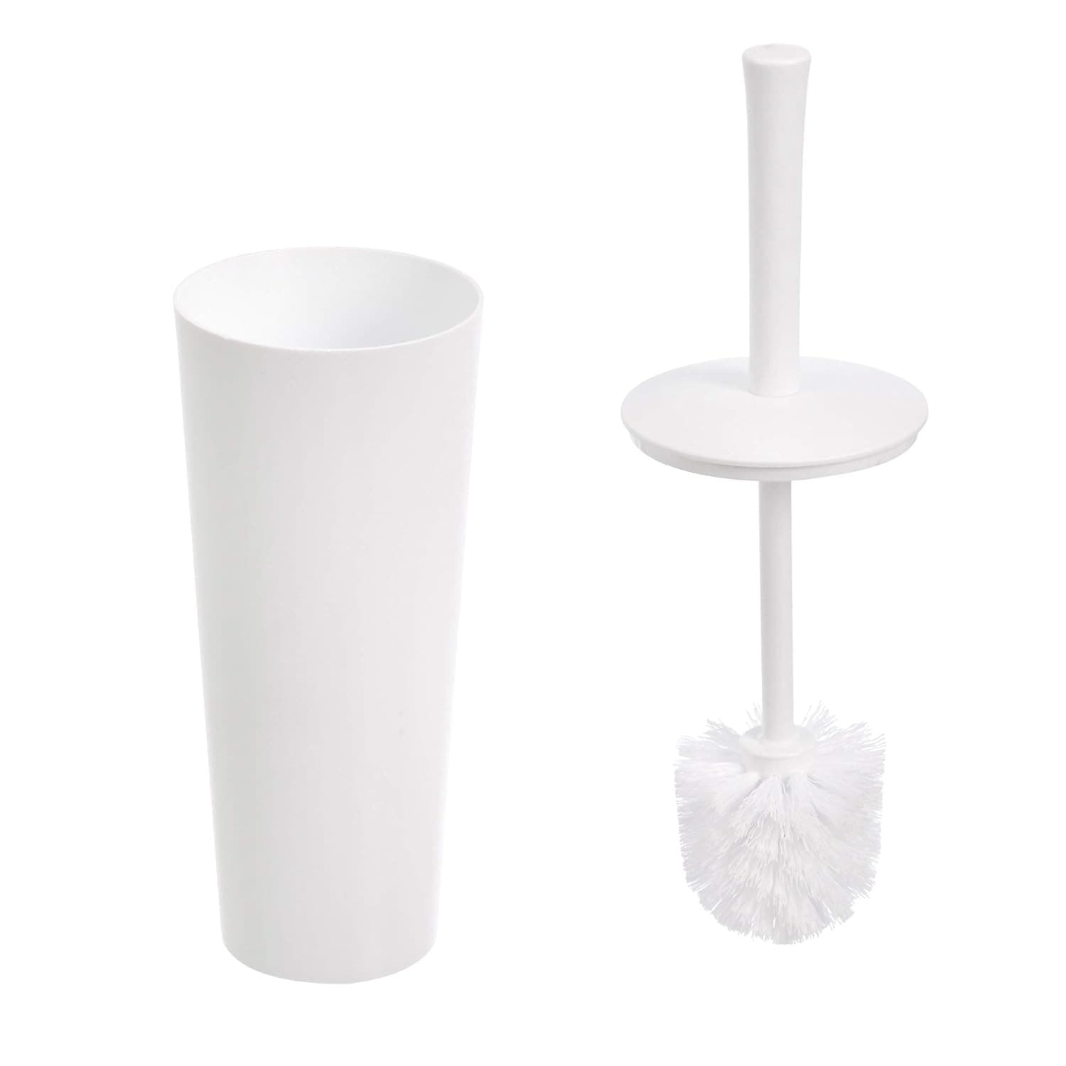 Basics Toilet Brush and Holder Set, Heavy-Duty Bristle Scrub Brushes with - Thumbnail 2