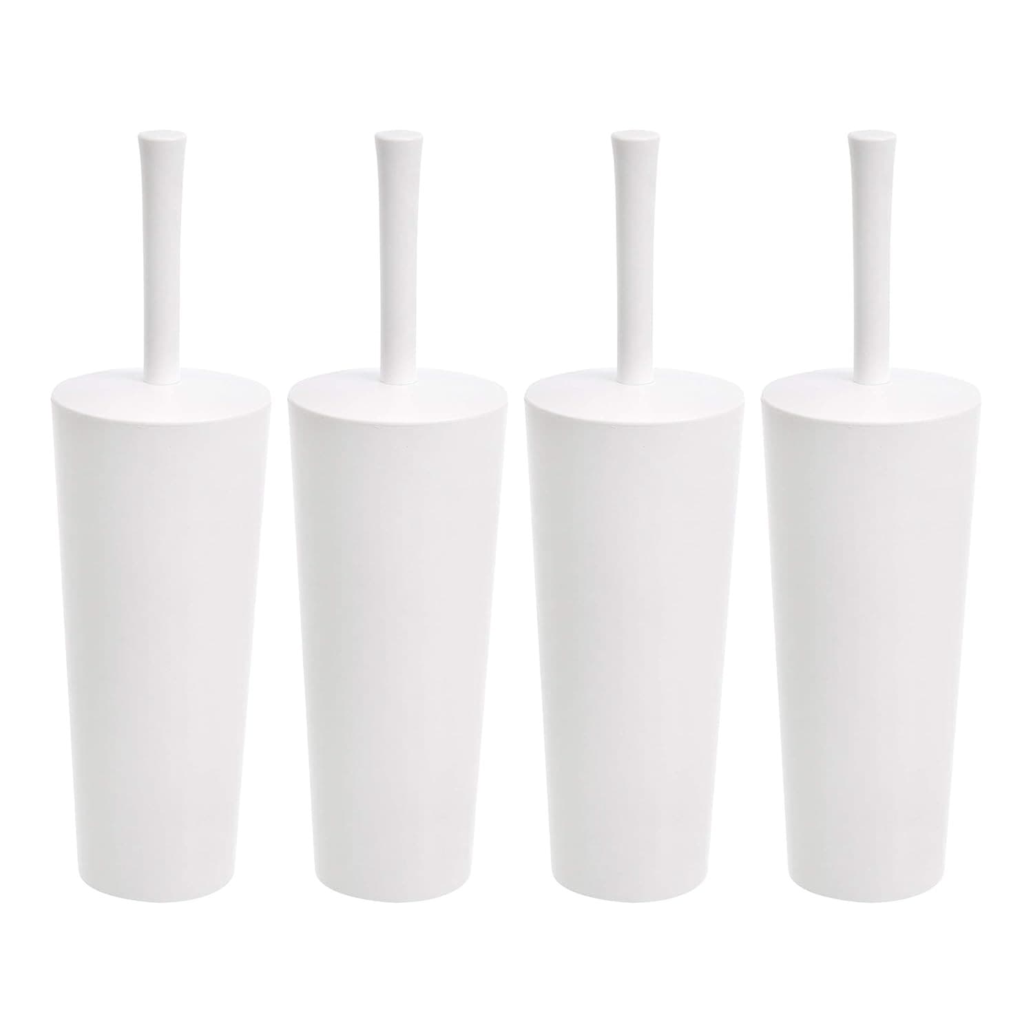 Basics Toilet Brush and Holder Set, Heavy-Duty Bristle Scrub Brushes with