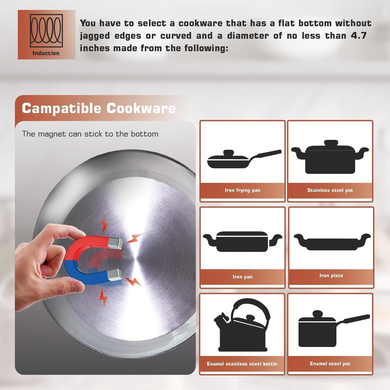 Empava Portable Induction Hot Plate Cooktop, Single 1 Burner Countertop Cooker, - Thumbnail 6