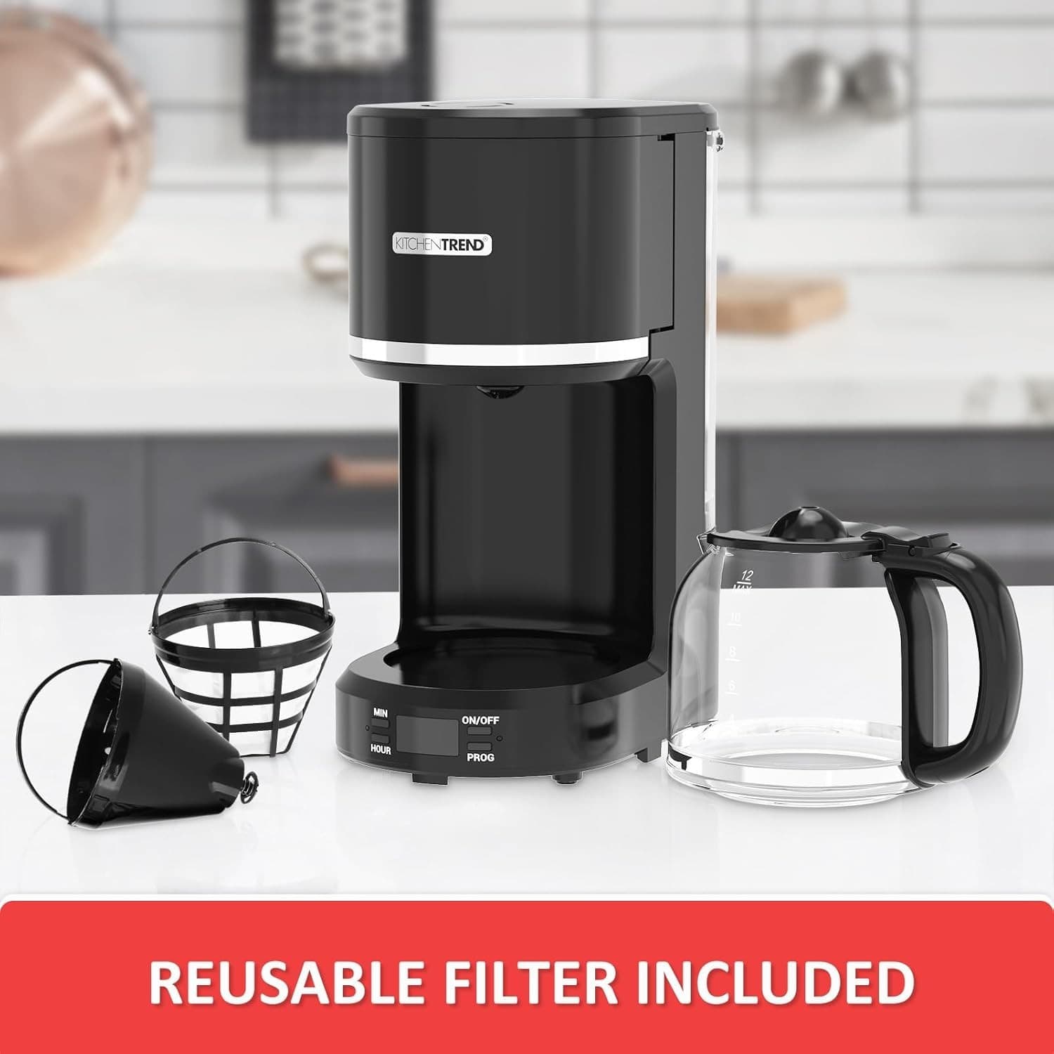 10-Cup Programmable Coffee Maker with Permanent Filter, Removable Water - Thumbnail 8