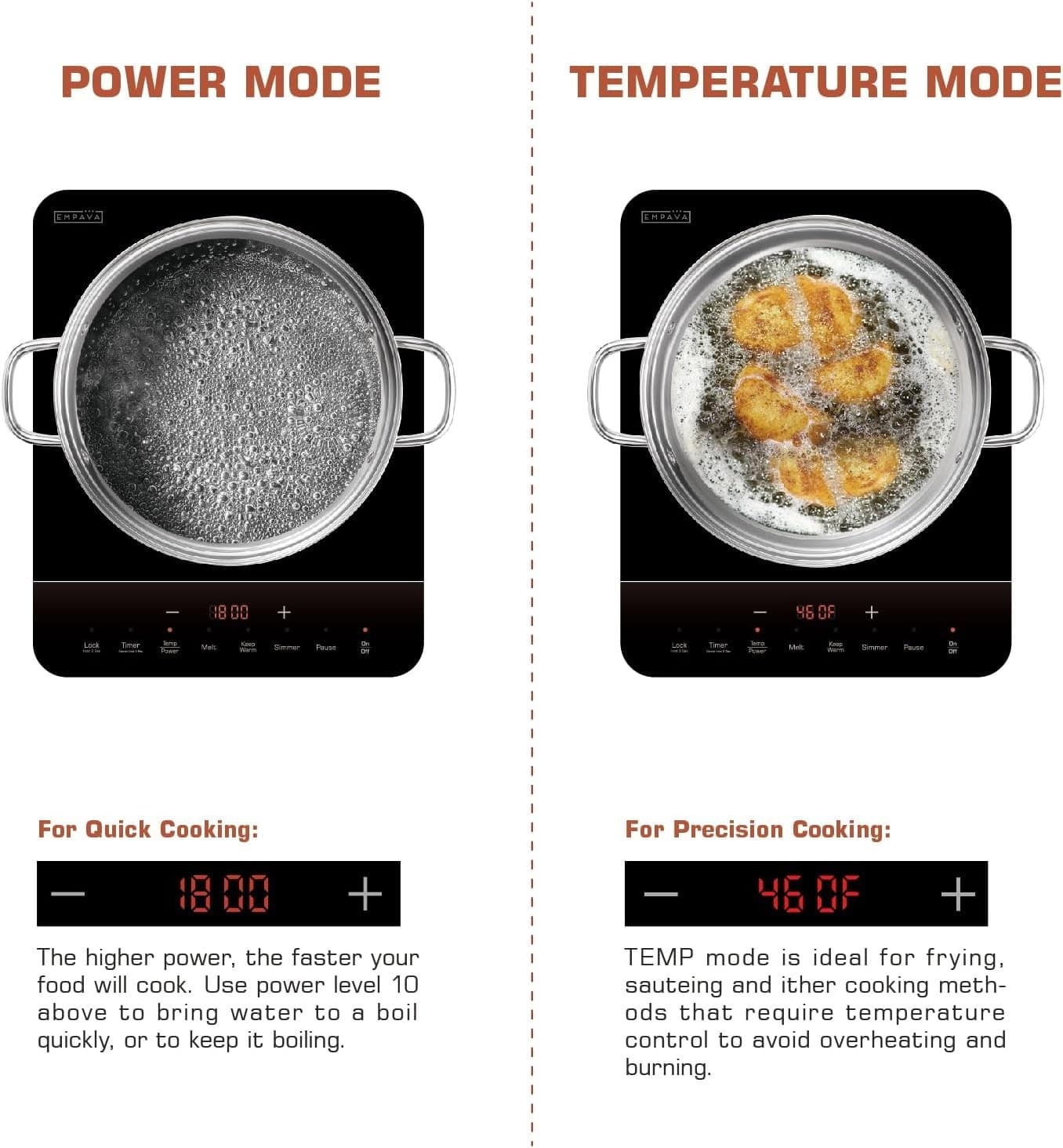 Empava Portable Induction Hot Plate Cooktop, Single 1 Burner Countertop Cooker, - Thumbnail 2
