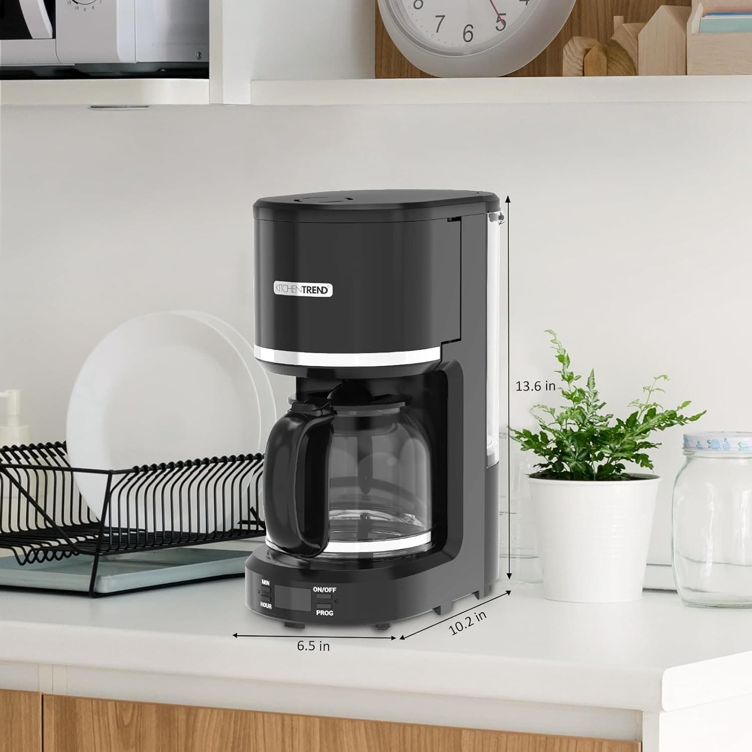 10-Cup Programmable Coffee Maker with Permanent Filter, Removable Water - Thumbnail 3