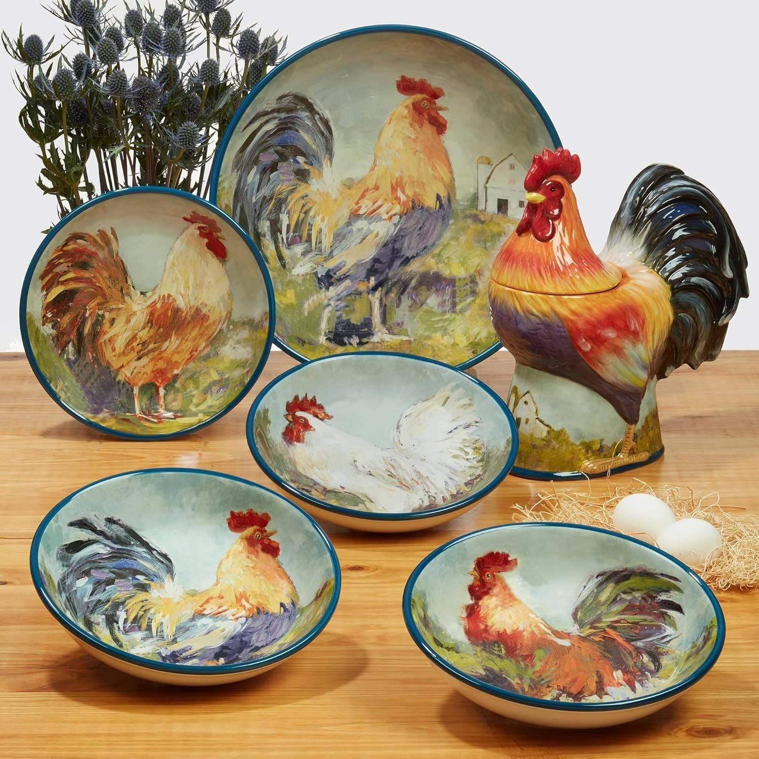 Certified International Rooster Meadow Oval Platter, 16" x 12" x 1.25", Large, - Thumbnail 5