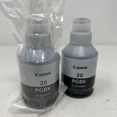 Canon 3383c001 GI-20 PGBK Black INk Lot of 2 Genuine New OEm OPen Box (A6)