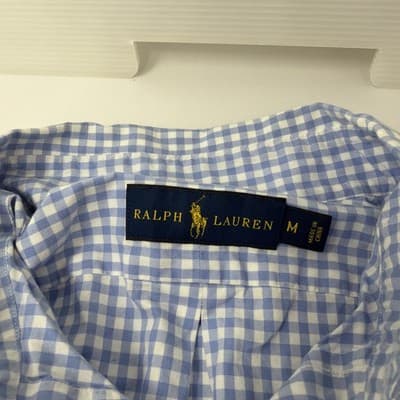 Ralph Lauren Men's Blue And White Plaid Button-Down Shirt size M - Thumbnail 5