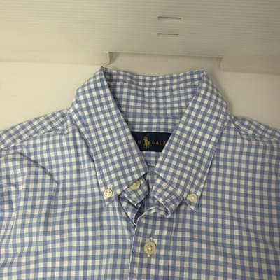 Ralph Lauren Men's Blue And White Plaid Button-Down Shirt size M - Thumbnail 4
