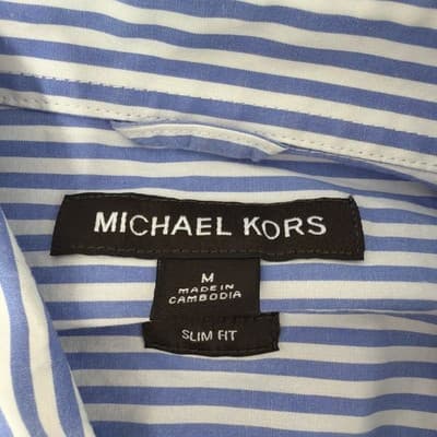 Michael Kors Men’s Striped Button Down Long Sleeve Dress Shirt- Size M - Thumbnail 3