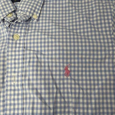 Ralph Lauren Men's Blue And White Plaid Button-Down Shirt size M - Thumbnail 3