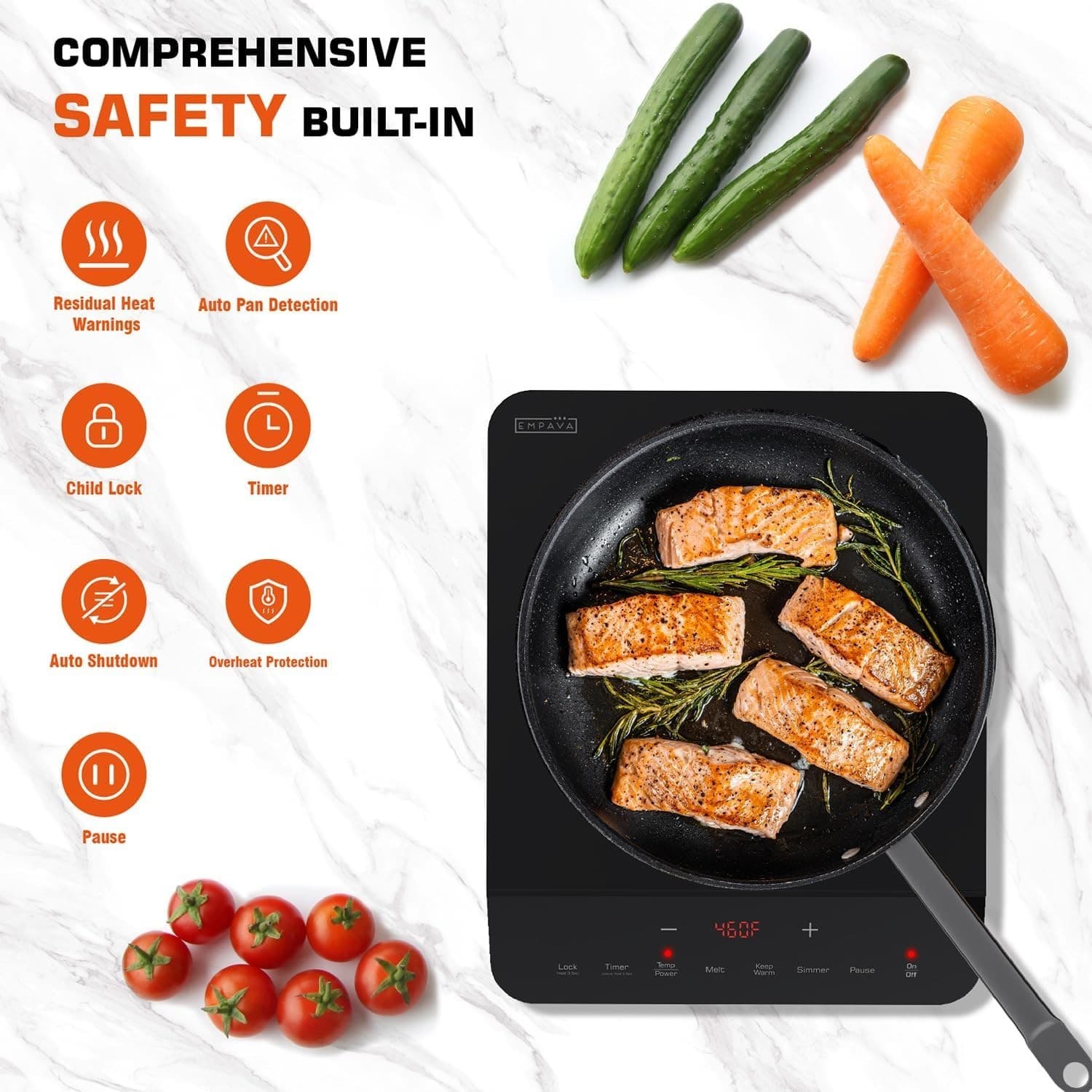 Empava Portable Induction Hot Plate Cooktop, Single 1 Burner Countertop Cooker, - Thumbnail 4