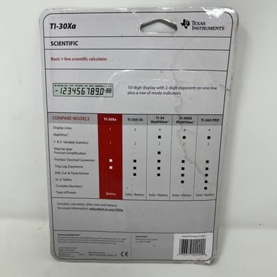 Texas Instruments TI-30Xa Scientific Calculator w/ Cover 1-Line Battery Powered - Thumbnail 2