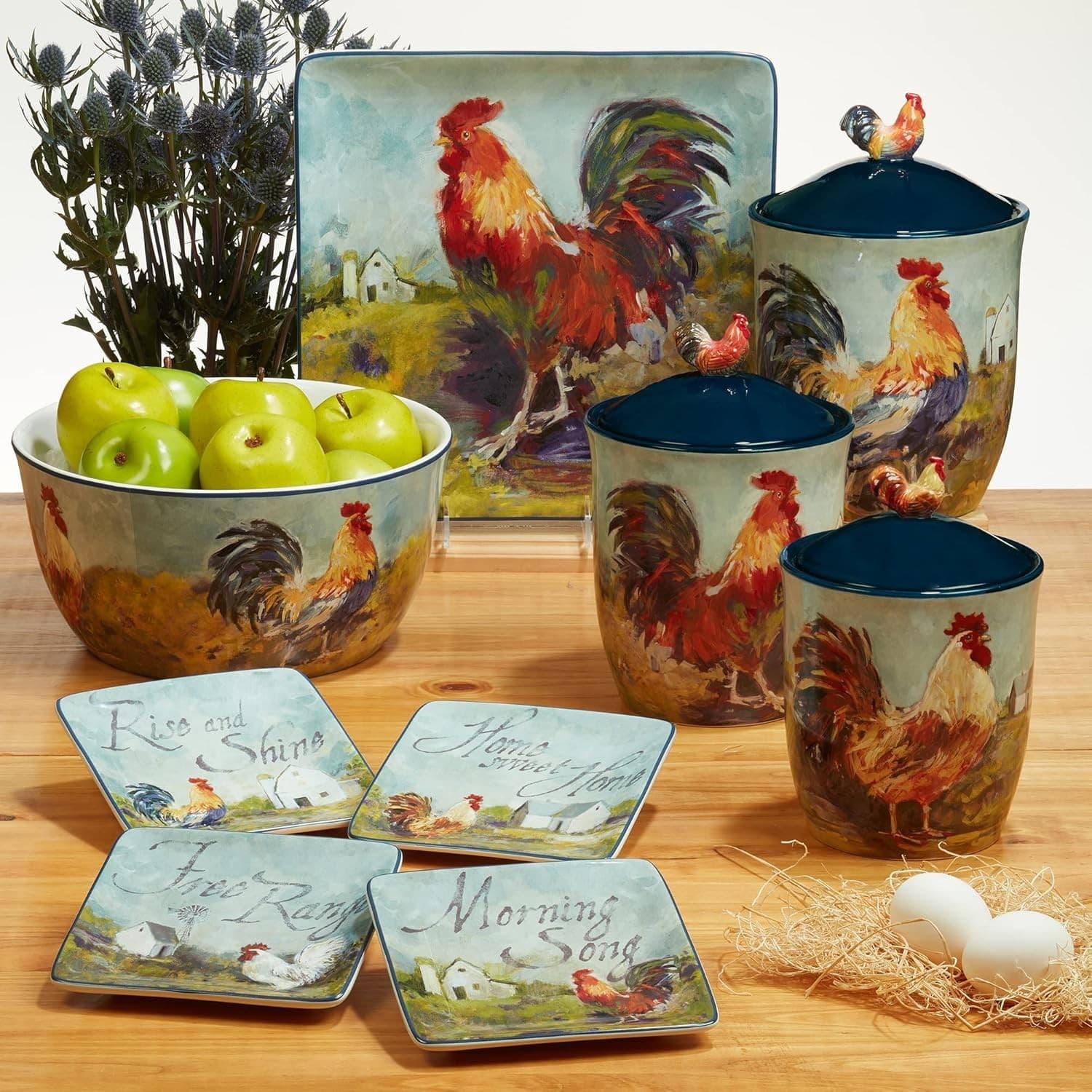 Certified International Rooster Meadow Oval Platter, 16" x 12" x 1.25", Large, - Thumbnail 2