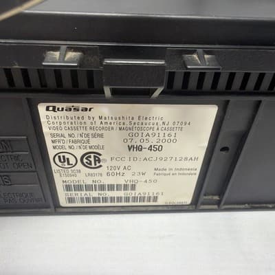 Quasar VHQ-450 VCR VHS Player Recorder Omnivision 4Head HiFi No Remote UNTESTED - Thumbnail 6