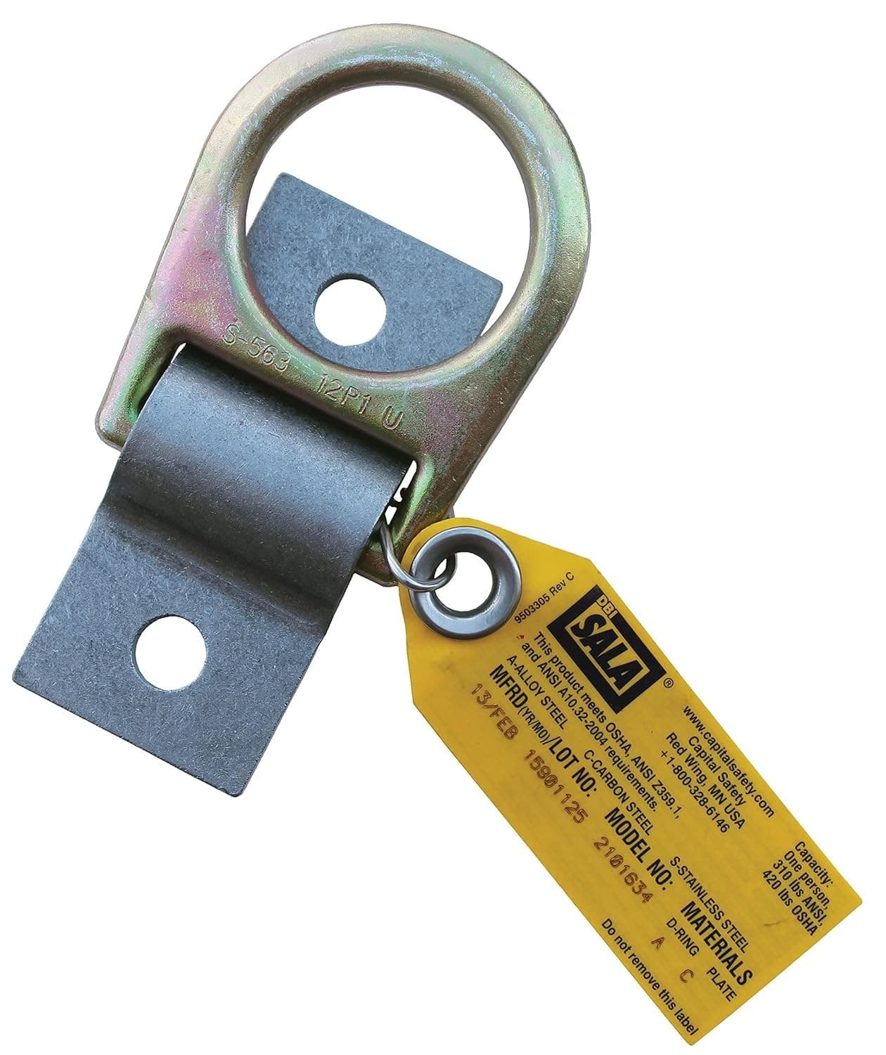 3M DBI-SALA 2101634 D-Ring (Cadmium Plated) W/Anchorage Plate (Raw Steel),