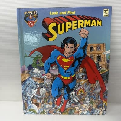 1990s Superman DC Comics Look & Find Hardcover Collector Puzzle Book (A9)