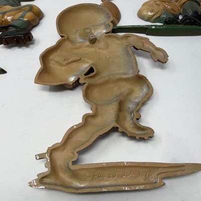Set of 3 Homco 1976 USA Football Player Wall Hanging Cast Iron Metal Sport Decor - Thumbnail 5