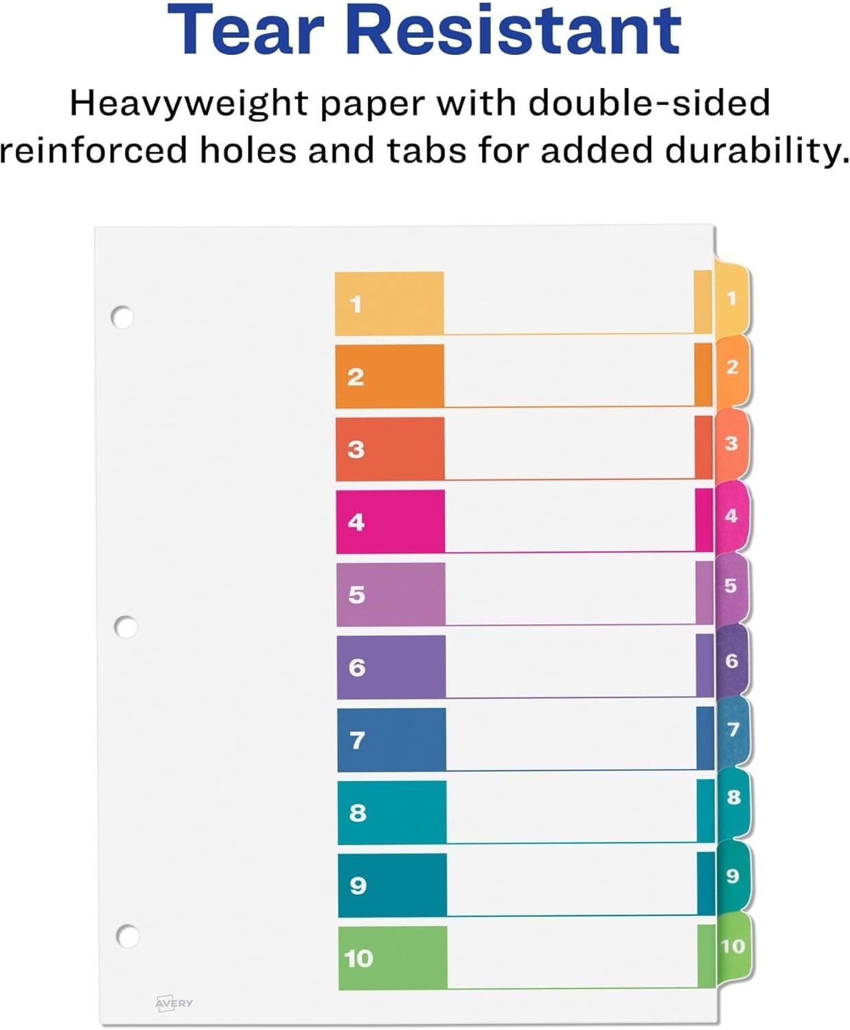 Avery 10 Tab Dividers for 3 Ring Binders, Customizable Table of Contents, Multic - Thumbnail 6