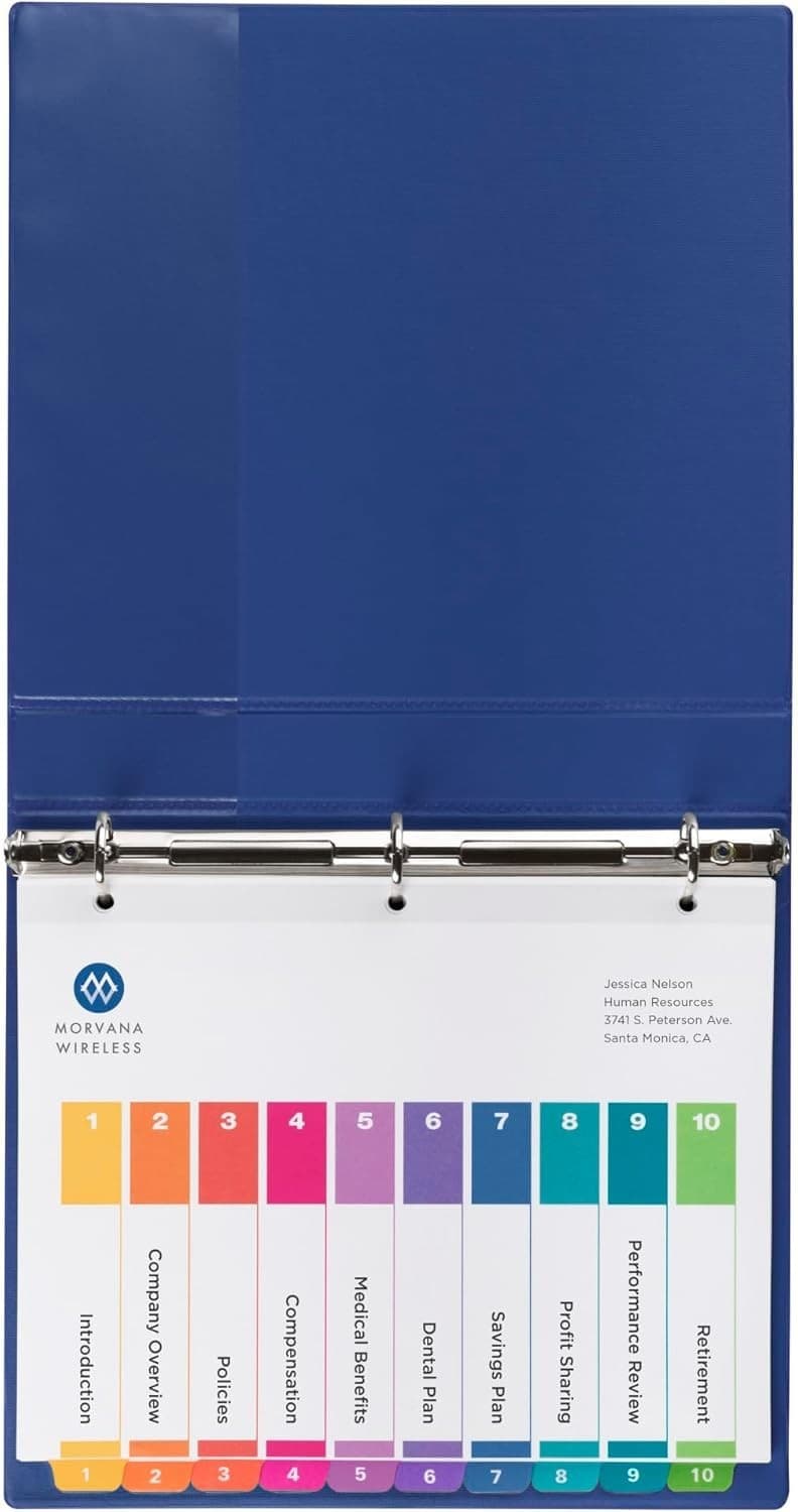 Avery 10 Tab Dividers for 3 Ring Binders, Customizable Table of Contents, Multic - Thumbnail 8