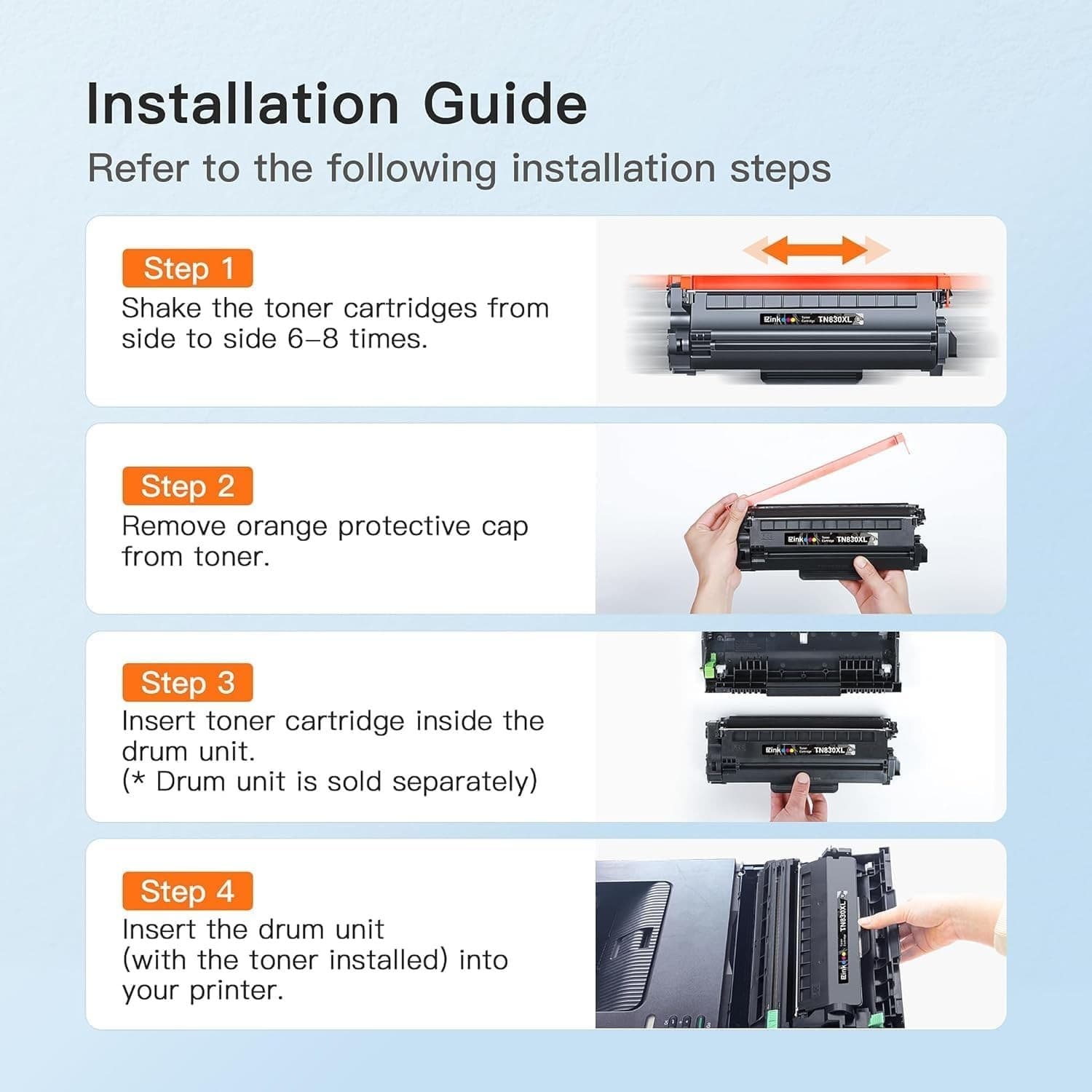 E-Z Ink Compatible TN830XL Toner Cartridges DR830 Drum Unit Replacement for Brot - Thumbnail 6