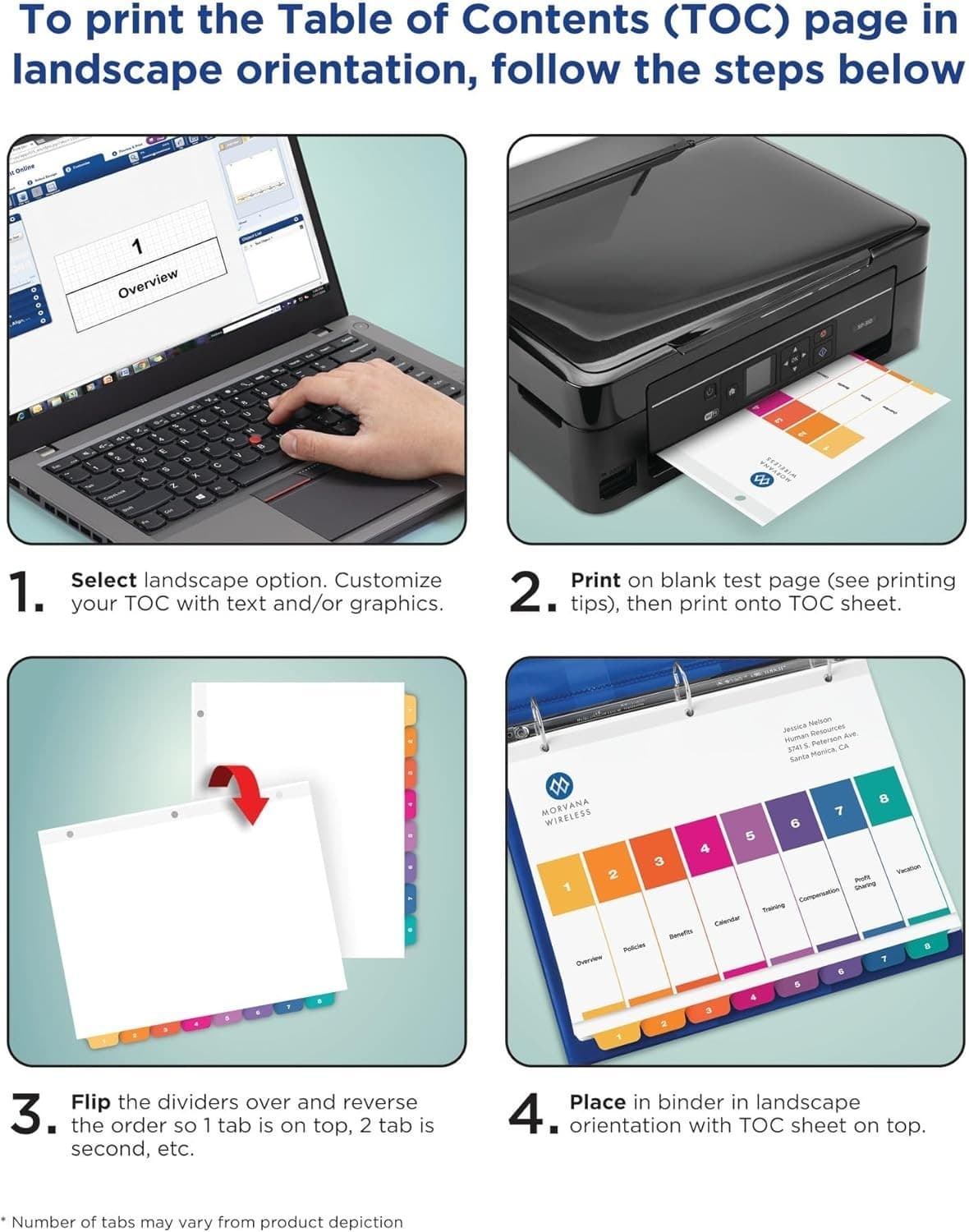 Avery 10 Tab Dividers for 3 Ring Binders, Customizable Table of Contents, Multic - Thumbnail 7