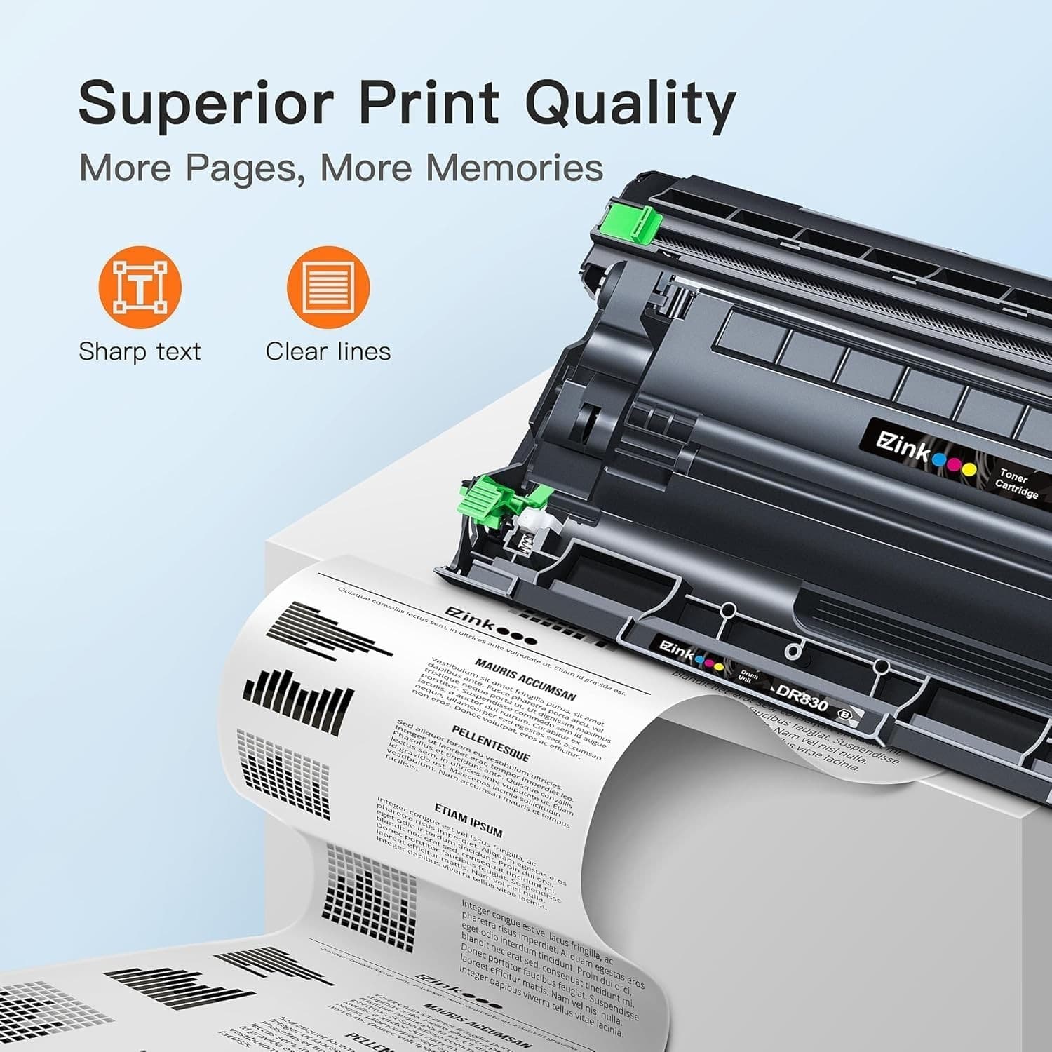 E-Z Ink Compatible TN830XL Toner Cartridges DR830 Drum Unit Replacement for Brot - Thumbnail 3