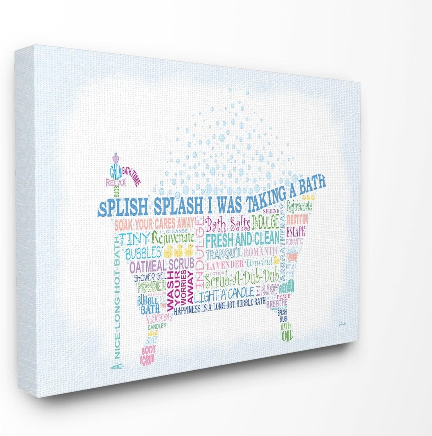 Stupell Industries Splish Splash Typography Bathroom Canvas Wall Art, 16 x 20, M