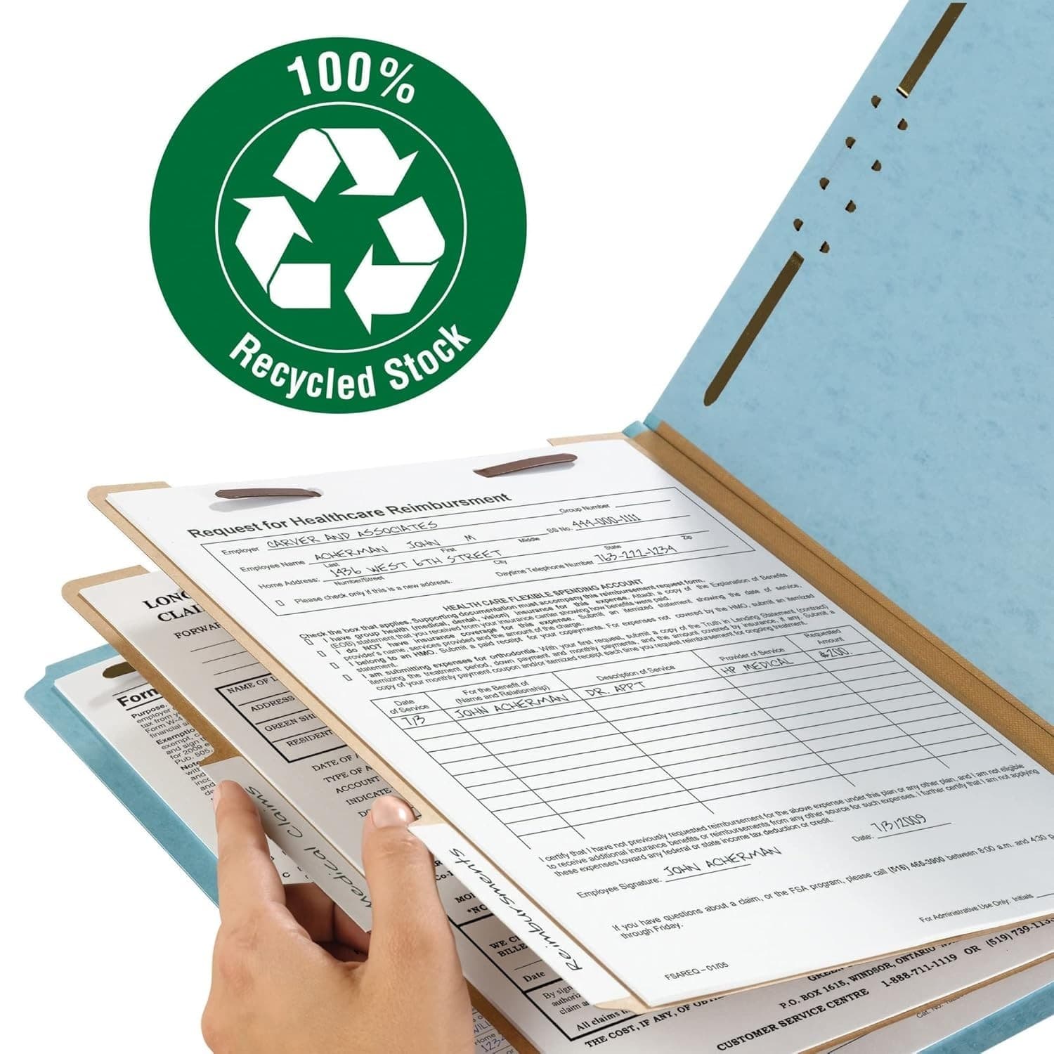 Smead Blue Classification File Folders for Documents, Letter Size, 2 Inch Expans - Thumbnail 4