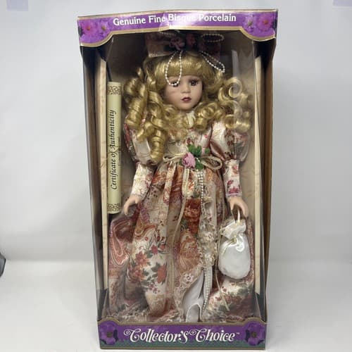 Collector's Choice fine bisque porcelain doll 16" in box w/ stand Limited Ed.