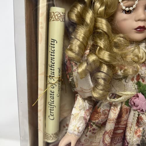 Collector's Choice fine bisque porcelain doll 16" in box w/ stand Limited Ed. - Thumbnail 3
