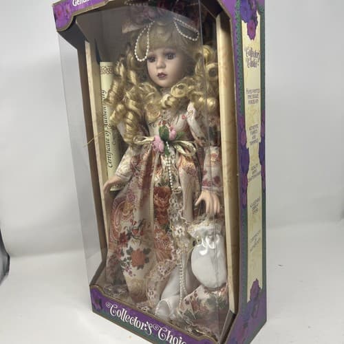 Collector's Choice fine bisque porcelain doll 16" in box w/ stand Limited Ed. - Thumbnail 8