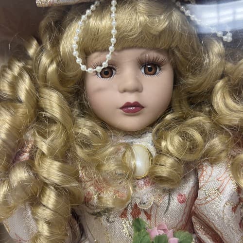 Collector's Choice fine bisque porcelain doll 16" in box w/ stand Limited Ed. - Thumbnail 2