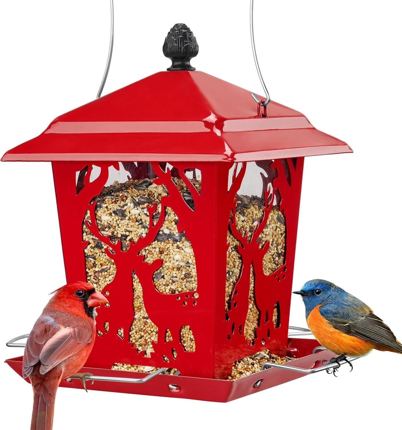 Kingsyard Metal Bird Feeder for Outdoor Hanging - Unique Design Wild Bird Hopper