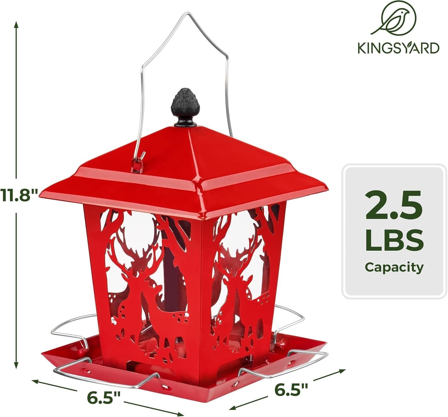 Kingsyard Metal Bird Feeder for Outdoor Hanging - Unique Design Wild Bird Hopper - Thumbnail 2