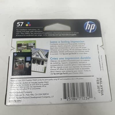 Hp 57 Tri-Color Inkjet Print Cartridge EXP: 02-2017 - Thumbnail 3