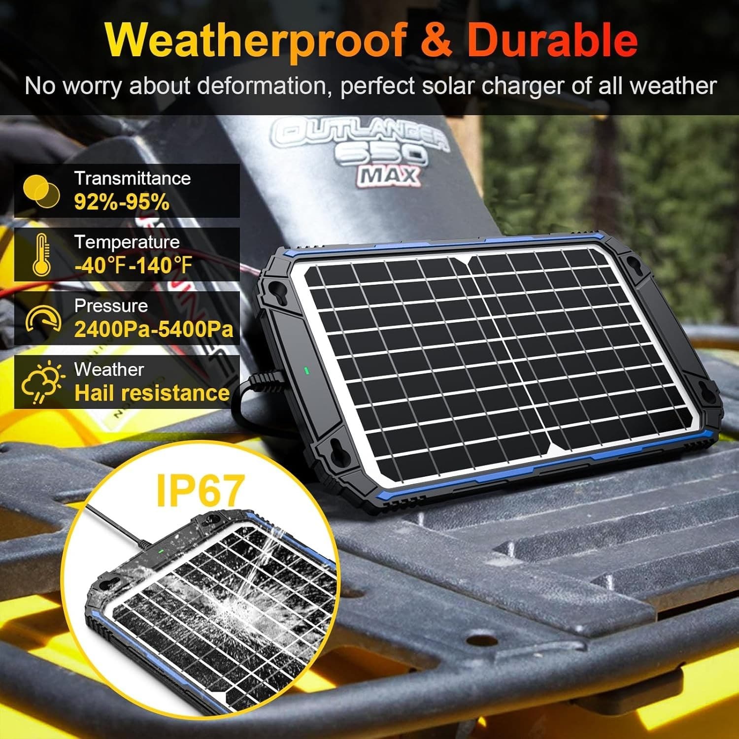 SUNER POWER Waterproof 12W 12V Solar Battery Charger & Maintainer Pro, Built-in - Thumbnail 6