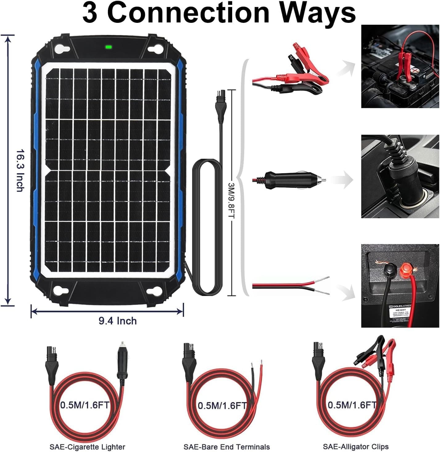 SUNER POWER Waterproof 12W 12V Solar Battery Charger & Maintainer Pro, Built-in - Thumbnail 5
