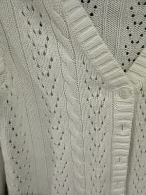 Vintage White Stag Cable Knit V-Neck Cardigan Sweater Womens Small 4/6 Japan - Thumbnail 3