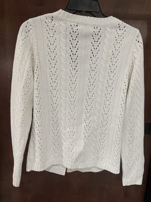 Vintage White Stag Cable Knit V-Neck Cardigan Sweater Womens Small 4/6 Japan - Thumbnail 2
