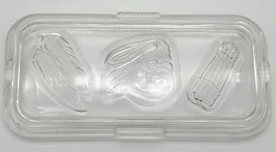 Vintage 1940's Federal Glass Clear Refrigerator Dish W/Lid Embossed Vegetables - Thumbnail 3