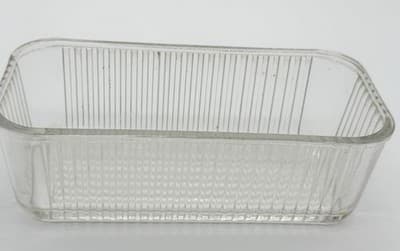 Vintage 1940's Federal Glass Clear Refrigerator Dish W/Lid Embossed Vegetables - Thumbnail 2