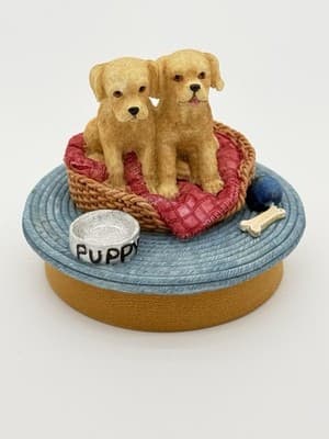 Vintage Lefton’s Candle Holder Lid 2 Lab Puppies - Image 1