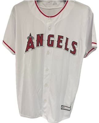 Youth L Mike Trout #27 Angels White Jersey MLB Genuine Merch 14/16 New W/Tags - Image 1