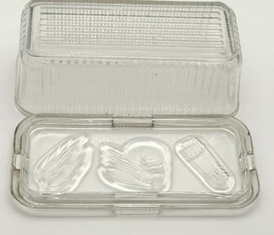 Vintage 1940's Federal Glass Clear Refrigerator Dish W/Lid Embossed Vegetables - Thumbnail 6