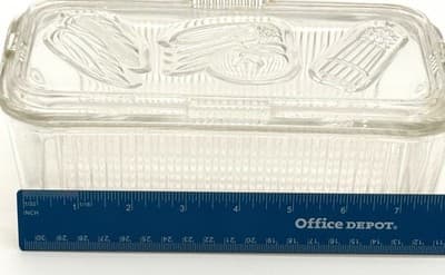 Vintage 1940's Federal Glass Clear Refrigerator Dish W/Lid Embossed Vegetables - Thumbnail 4