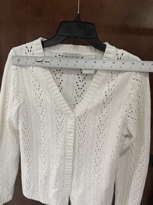 Vintage White Stag Cable Knit V-Neck Cardigan Sweater Womens Small 4/6 Japan - Thumbnail 6