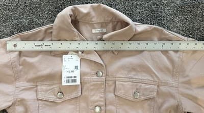 NWT COLZA Muted Pink Cropped Denim Jacket Corset Back BCI Cotton Size S Women’s - Thumbnail 7