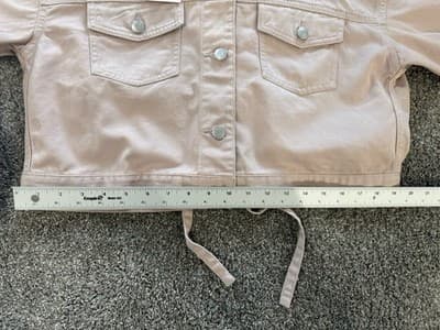 NWT COLZA Muted Pink Cropped Denim Jacket Corset Back BCI Cotton Size S Women’s - Thumbnail 9
