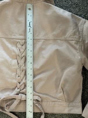 NWT COLZA Muted Pink Cropped Denim Jacket Corset Back BCI Cotton Size S Women’s - Thumbnail 10
