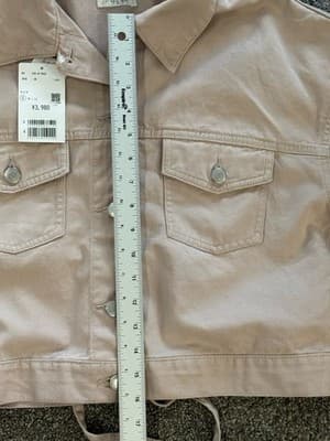NWT COLZA Muted Pink Cropped Denim Jacket Corset Back BCI Cotton Size S Women’s - Thumbnail 13